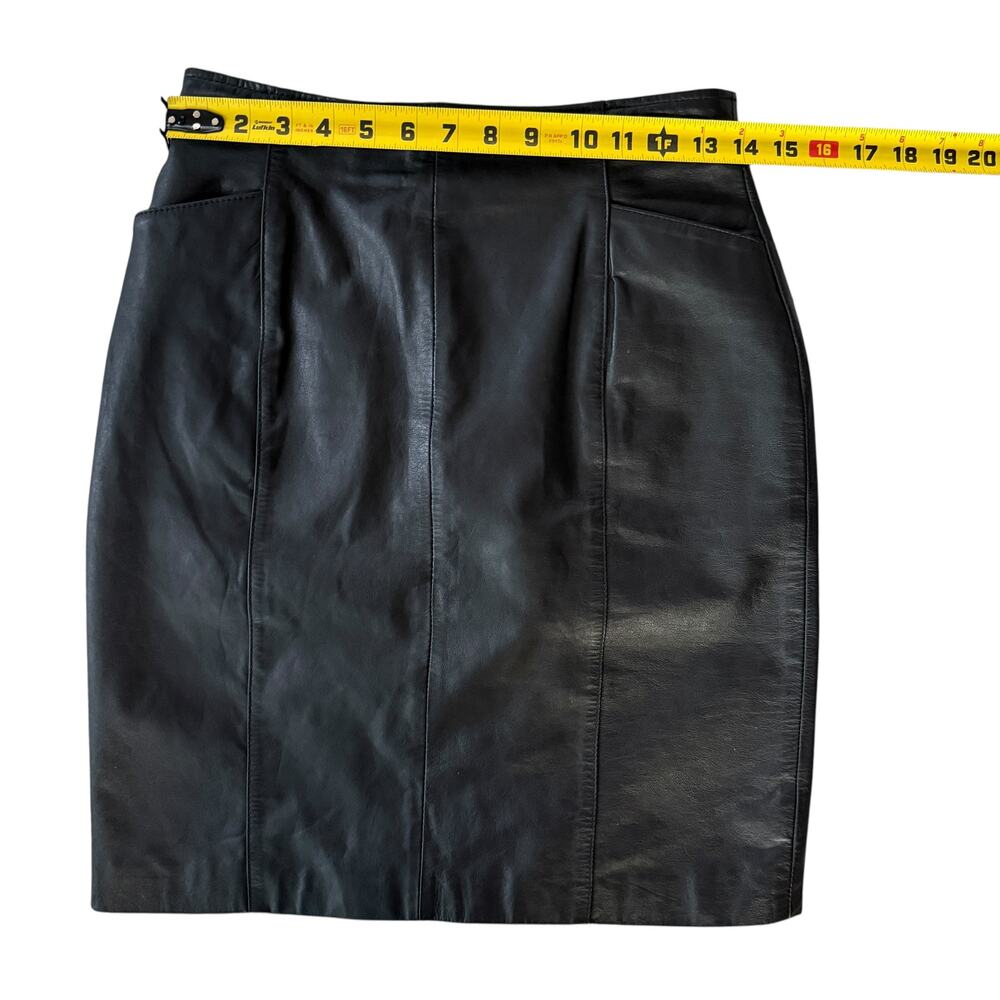 Vintage Wilsons Leather Pencil Skirt Midi Black Size 10 Y2K 90s Office Chic Goth - Picture 8 of 13